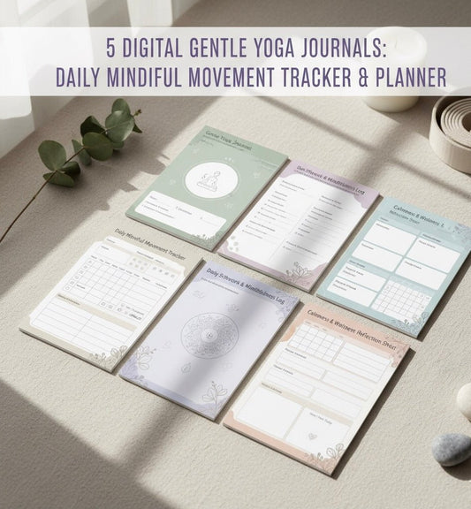 5 Digital Gentle Yoga Journals: Daily Mindful Movement Tracker & Planner